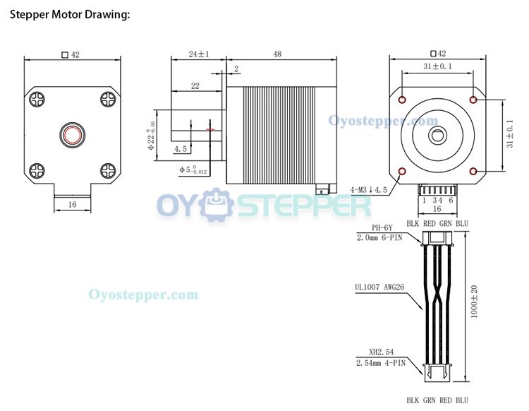 OUKEDA NEMA17 Stepper Motor 1.8 Deg 59Ncm(83.55 oz.in) 2A D-cut for 3D Printer
